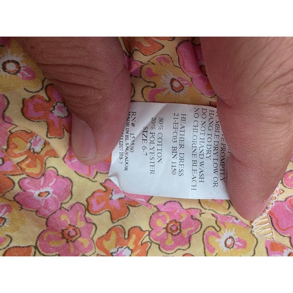 Eleanor Rose Girls Dress Pink Floral Sleeveless Ruffle Buttons Size 6/7 - Picture 6 of 6